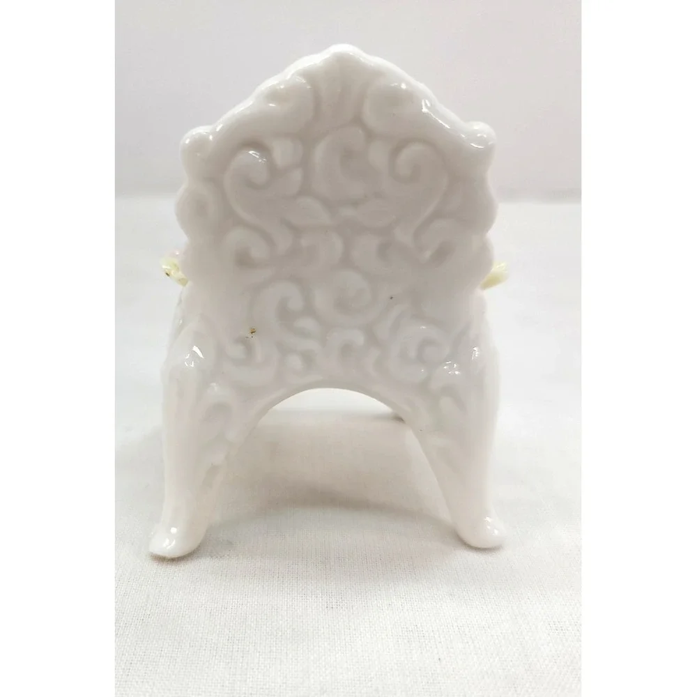 Pin Cushion Ardalt White Porcelain Chair Multi Colored Flowers Japan Vintage